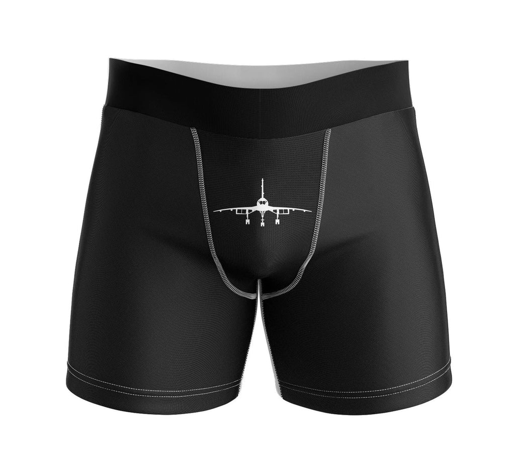 Concorde Silhouette aviation design on soft cotton blend men's boxers.