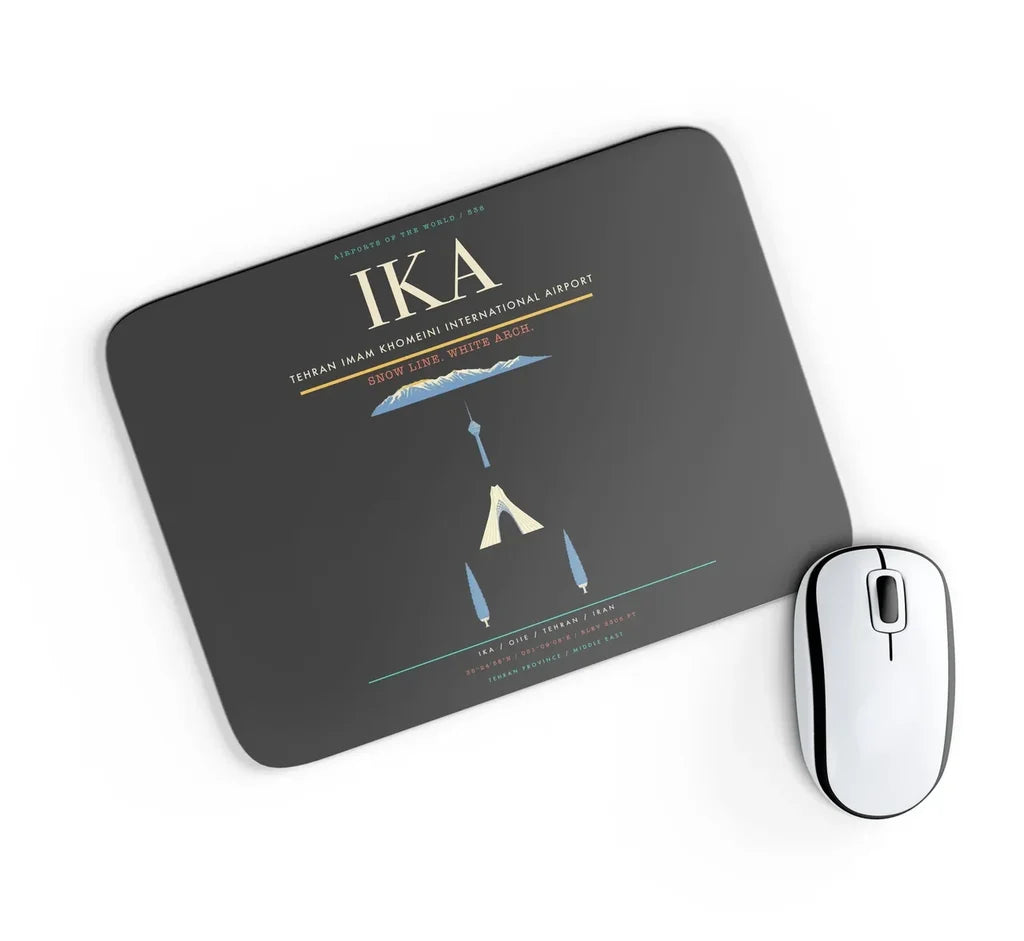 Tehran Imam Khomeini International Airport (IKA) design on black rectangle mouse pad