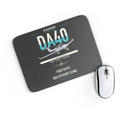 Diamond DA40 design on black rectangle mouse pad