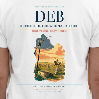 Debrecen International Airport (DEB) double-side t-shirt design close-up cover