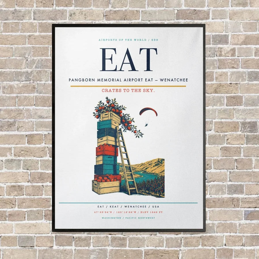 Pangborn Memorial Airport EAT — Wenatchee vertical canvas print - framed - white background