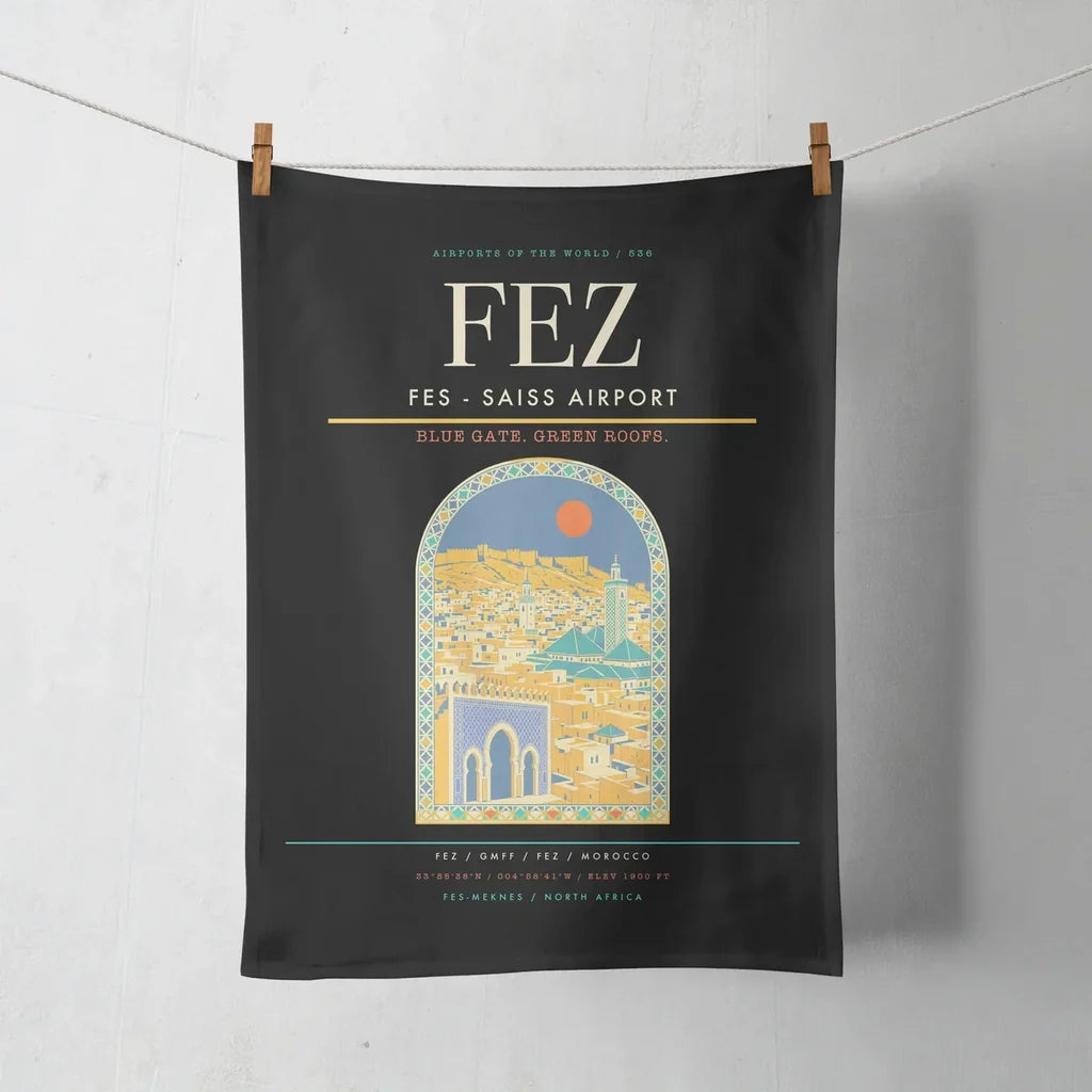 Fes (FEZ) design on black towel