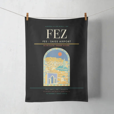 Fes (FEZ) design on black towel