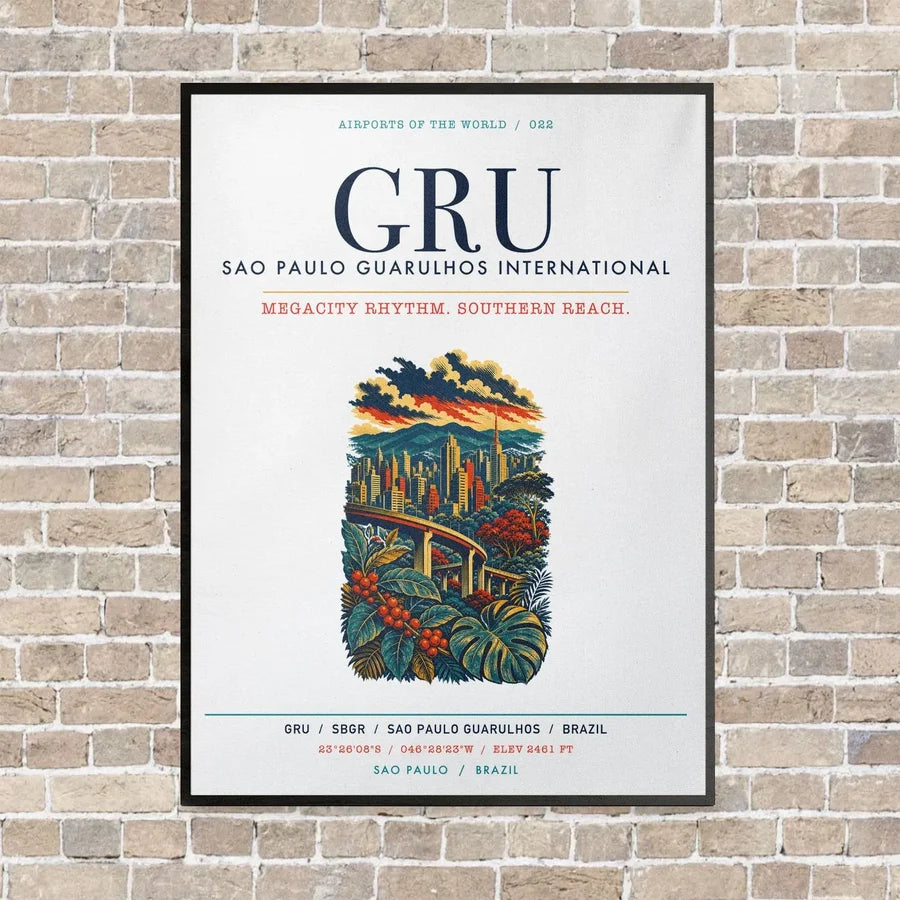 Sao Paulo Guarulhos International Airport GRU vertical canvas print - framed - white background