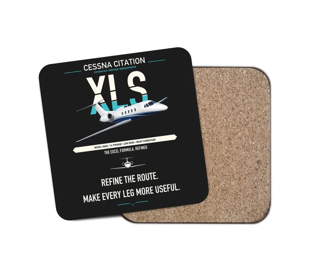 Cessna Citation XLS design on black 1 piece coaster