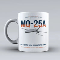 Thumbnail for MQ-25A STINGRAY design on white ceramic mug, double-side print