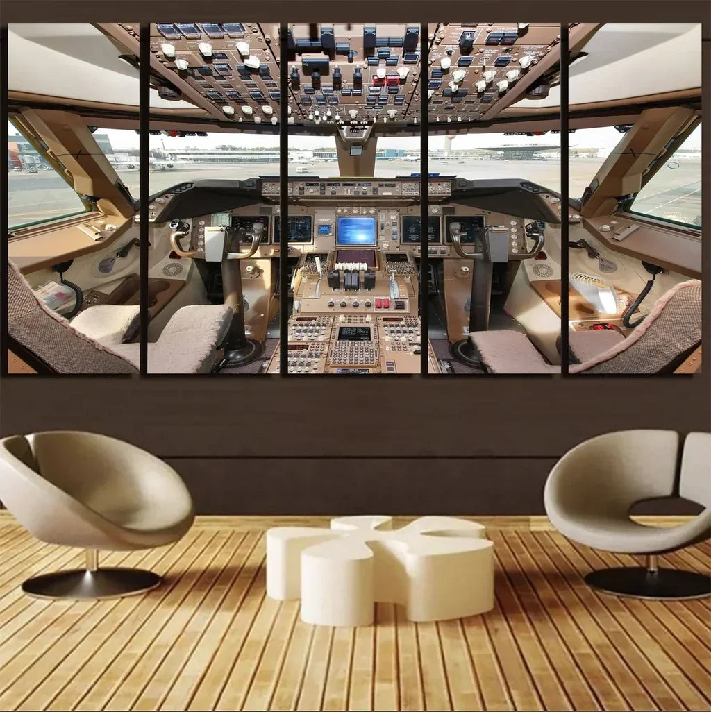 Boeing 747 Cockpit canvas - 5 Pieces