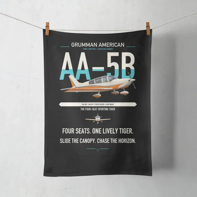 Grumman American AA-5B Tiger design on black towel