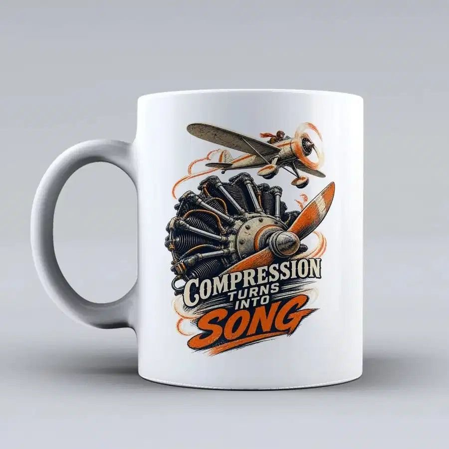 664 - Compression Turns Into Song - Mug design on white signal