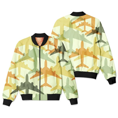Seamless Colourful Airplanes aviation design printed on padded shell with full sublimation print 3D bomber jacket.