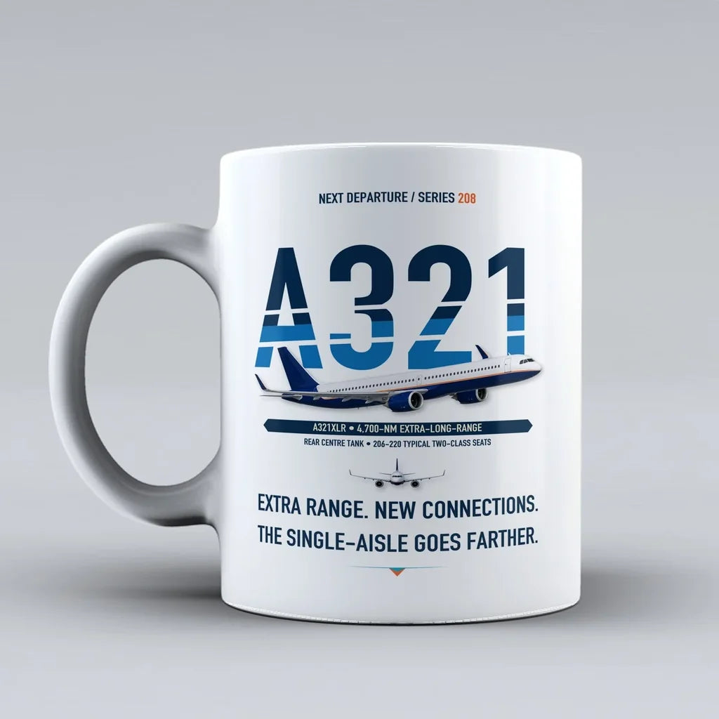 A321XLR Mug design on white airbus