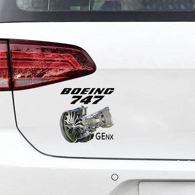 Boeing 747 & GENX Engine Car aviation design car sticker in weather-resistant vinyl.