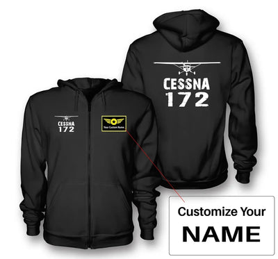 Cessna 172 & Plane aviation design on soft cotton blend zipped hoodie.