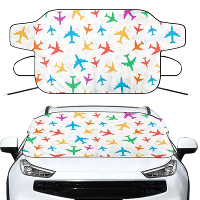 Cheerful Seamless Airplanes Car aviation design on car windshield cover.