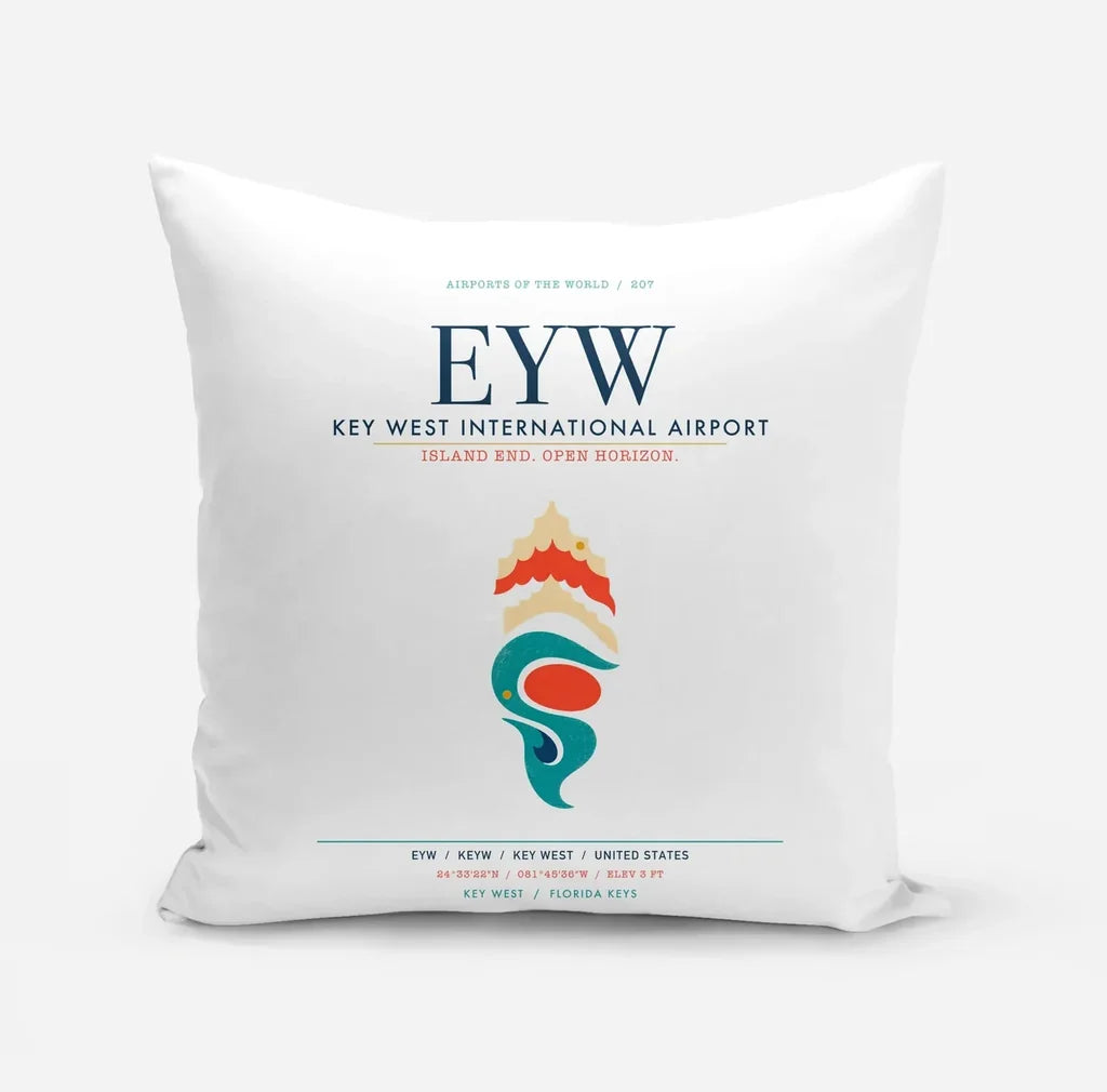 Key West International Airport (EYW) design on white pillow
