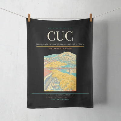 Camilo Daza International Airport (CUC) design on black towel