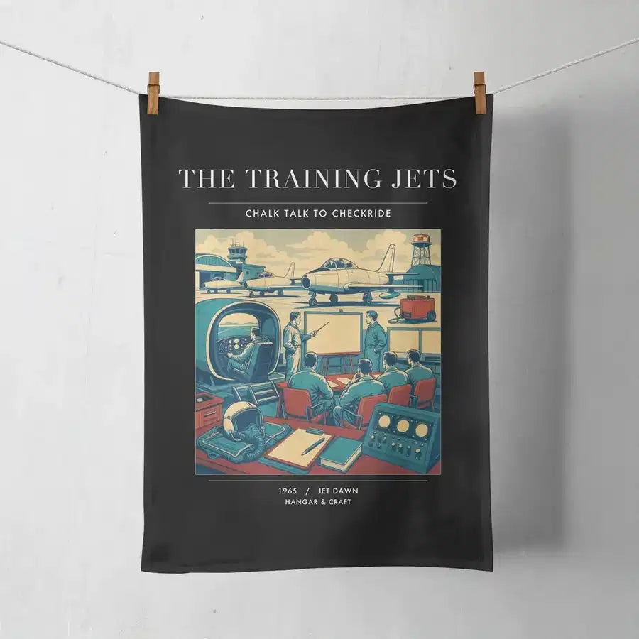 VINTAGE G4126 - The Training Jets - Designed Towels design on black