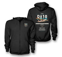 Thumbnail for Piper PA-18 Super Cub design on black premium zipped hoodie, double-side print
