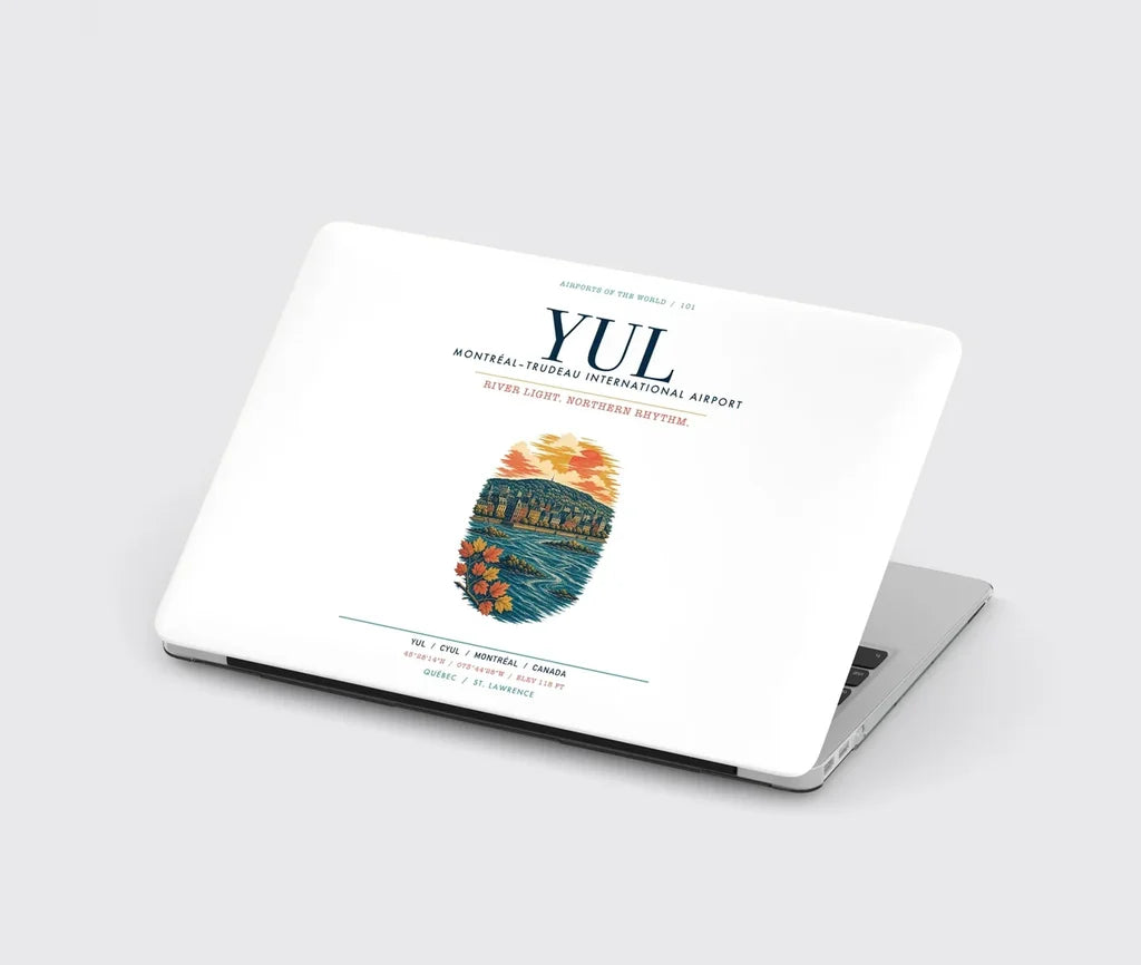 Montréal–Trudeau International Airport (YUL) design on white MacBook case