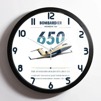 Thumbnail for Bombardier Challenger 650 design on white framed wall clock