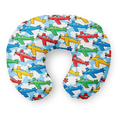 Funny Airplanes Travel & Boppy aviation design on memory foam with soft cover travel pillow.