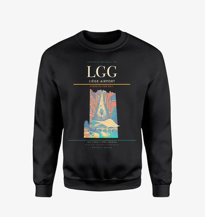 Liège Airport (LGG) design on black sweatshirt