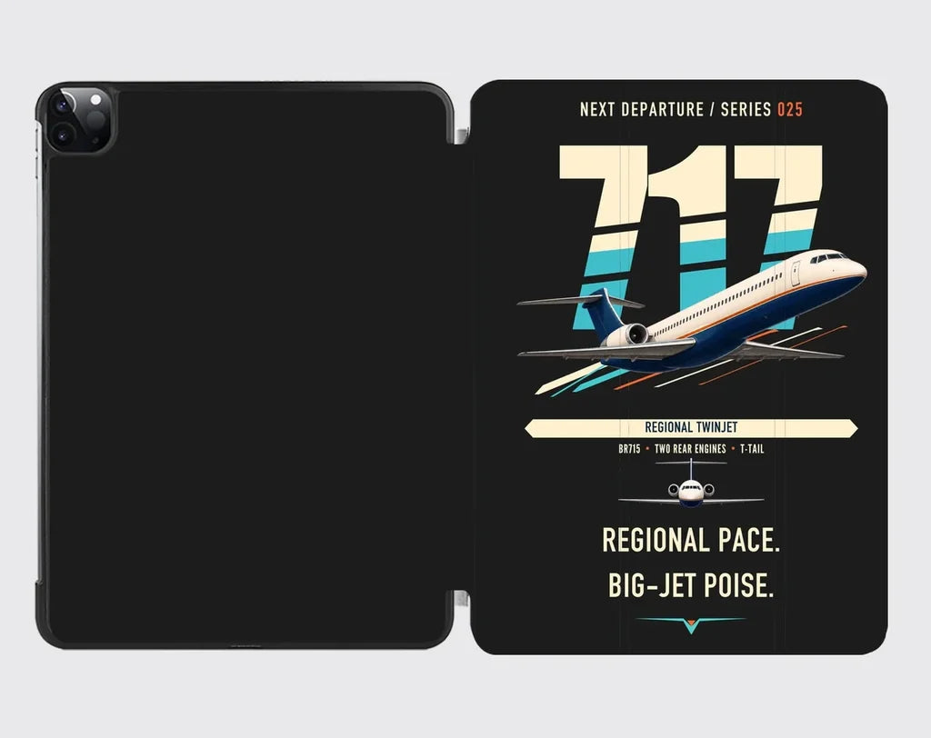 Boeing 717-200 design on black ipad tablet case