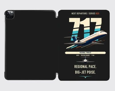 Boeing 717-200 design on black ipad tablet case