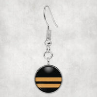Thumbnail for Pilot Epaulette 2 Lines aviation earrings, hypoallergenic alloy body with engraved detail.
