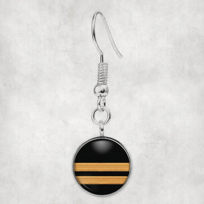 Pilot Epaulette 2 Lines aviation earrings, hypoallergenic alloy body with engraved detail.