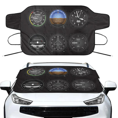 Airplane Instruments Car aviation design on car windshield cover.
