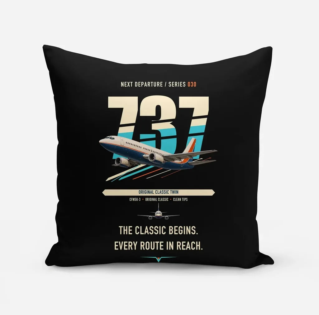 Boeing 737-300 Classic design on black pillow