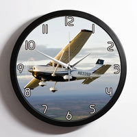 Thumbnail for Cruising Cessna aviation design on premium wood and metal wall clock.