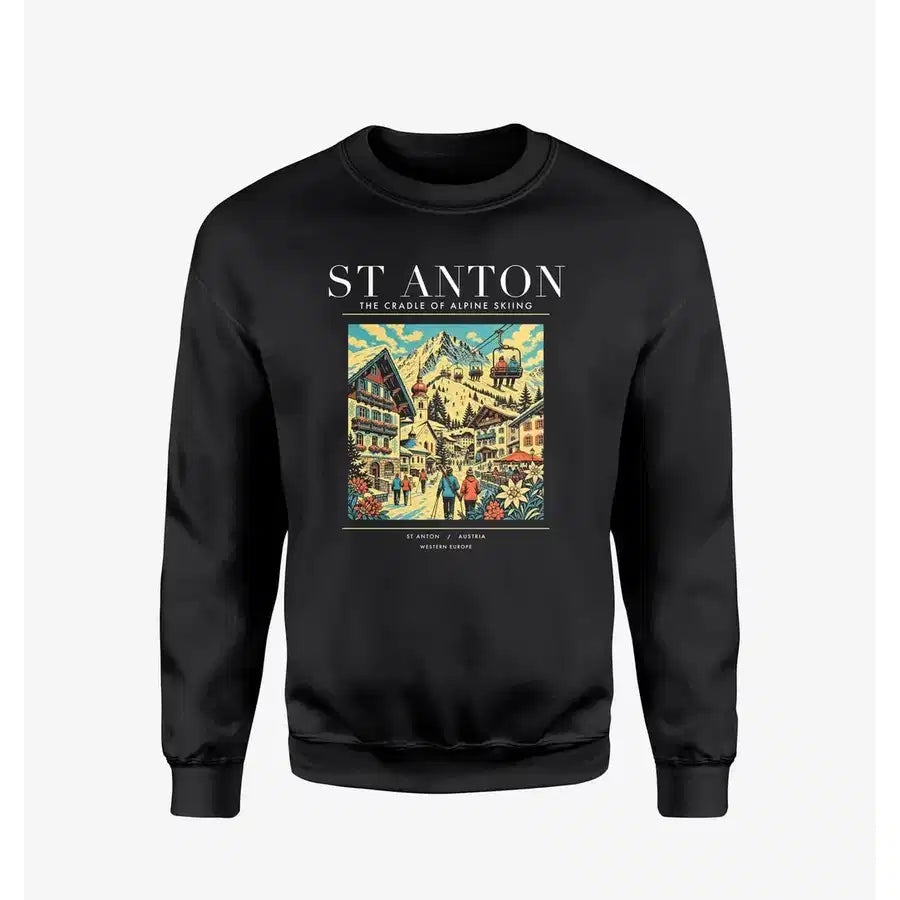 ST ANTON - Poster - Sweatshirt - Black