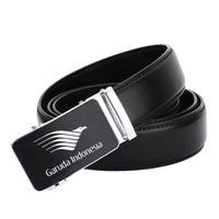 Thumbnail for Garuda Indonesia Airlines aviation print men's belt, leather.