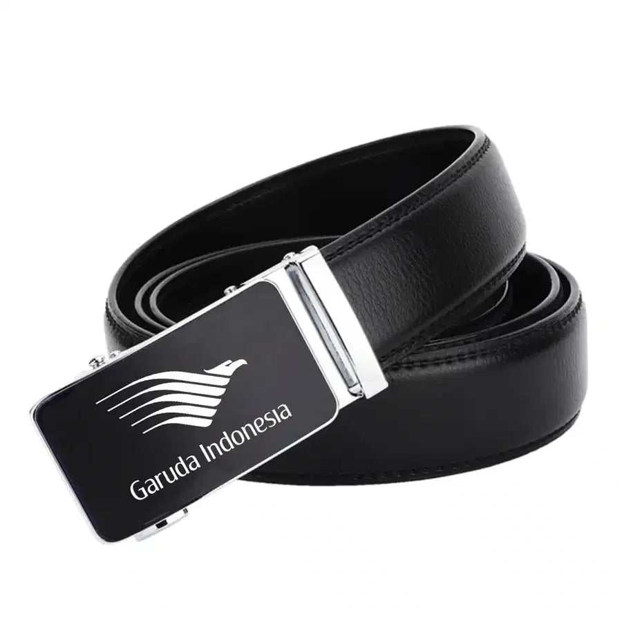 Garuda Indonesia Airlines aviation print men's belt, leather.