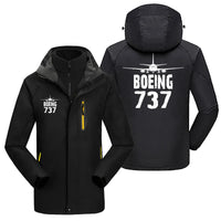 Thumbnail for Boeing 737 & Plane aviation design printed on heavyweight insulated shell with snow cuffs thick ski jacket.