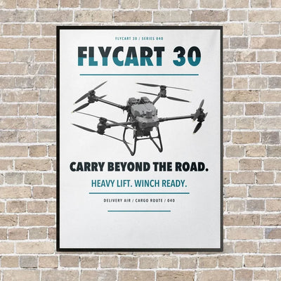DJI FlyCart 30 vertical canvas print - framed - white background