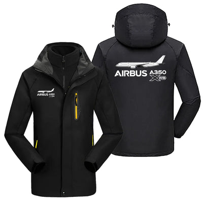 The Airbus A350 WXB aviation design printed on heavyweight insulated shell with snow cuffs thick ski jacket.