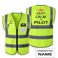 Thumbnail for Pilot (777 Silhouette) aviation design printed on high-visibility reflective fabric reflective vest.