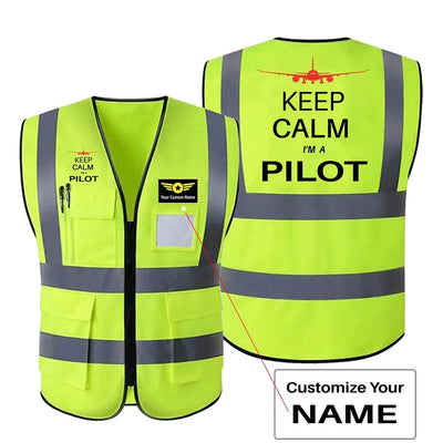 Pilot (777 Silhouette) aviation design printed on high-visibility reflective fabric reflective vest.