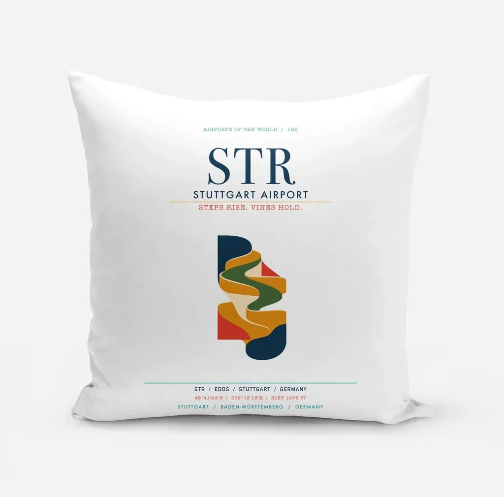 Stuttgart Airport (STR) design on white pillow