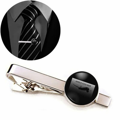 Airbus A350XWB & Dots aviation-themed tie clip, polished stainless steel.