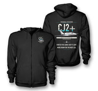 Thumbnail for Cessna Citation CJ2+ design on black premium zipped hoodie, double-side print
