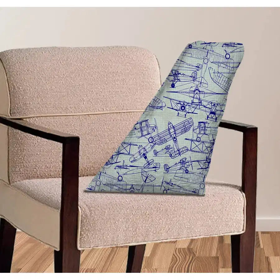 Amazing Drawings of Old Aircrafts aviation design on soft polyester filling aircraft tail pillow.