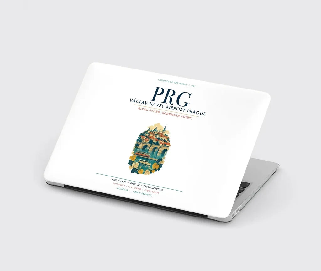 Václav Havel Airport Prague (PRG) design on white MacBook case
