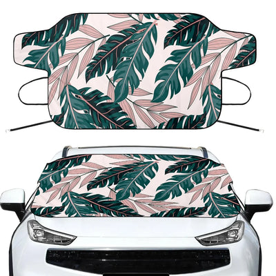 Seamless Palm Leafs Car aviation design on car windshield cover.