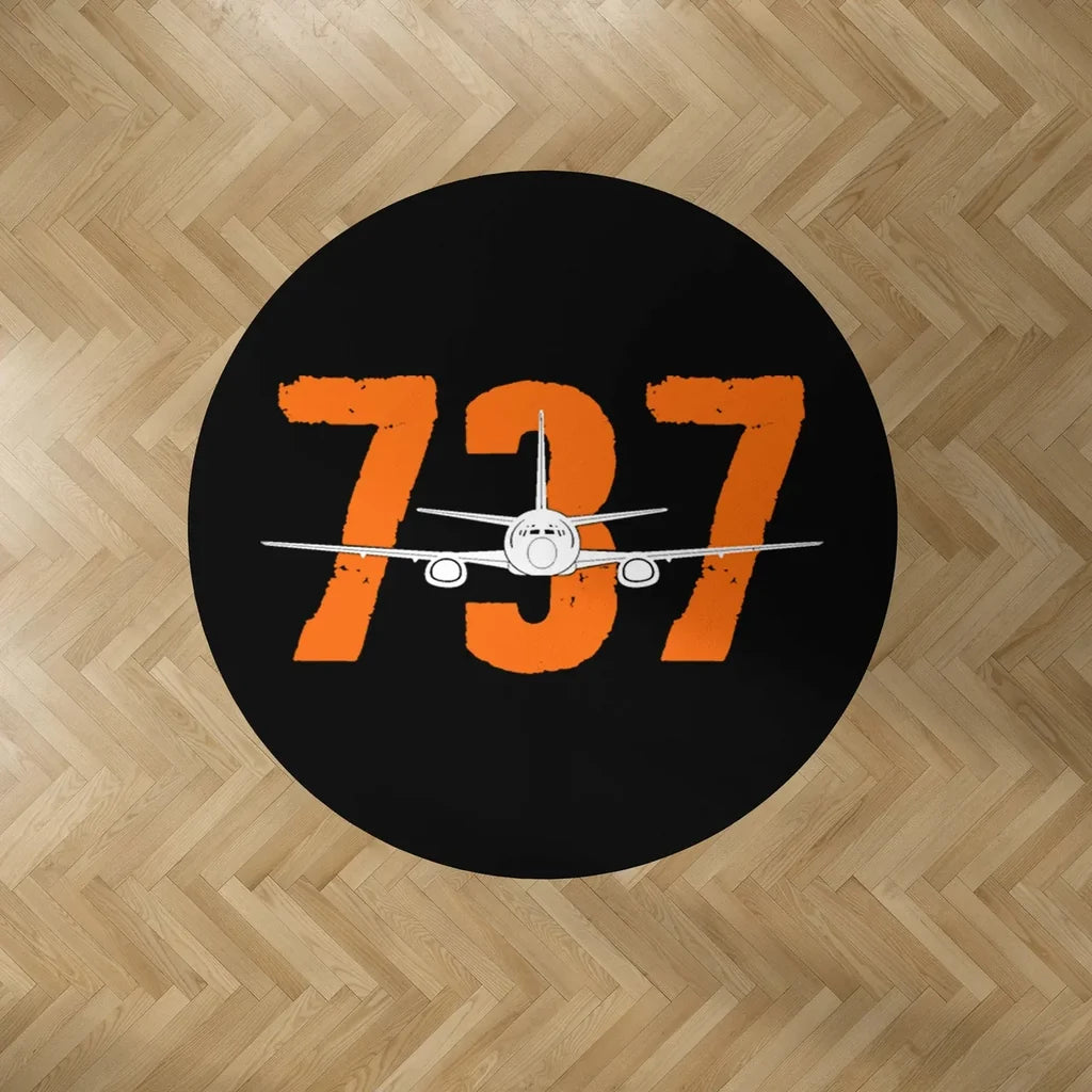 Boeing 737 Carpet & Floor Mats (Round) aviation design on durable carpet pile with non-slip backing round carpet floor mat.