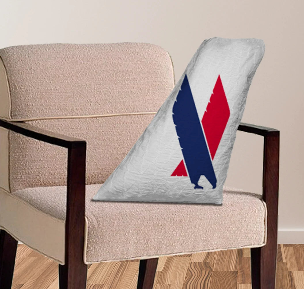 Envoy Air Airlines aviation design on soft polyester filling aircraft tail pillow.