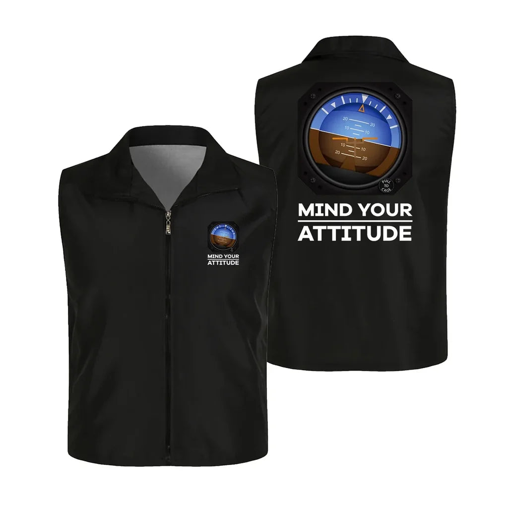 Mind Your Attitude Thin Style aviation design printed on lightweight shell with sleeveless design thin vest.